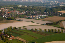 Aerial photograpy of District Hohenwettersbach in Karlsruhe in the state Baden-Wuerttemberg, Germany