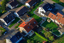 Aerial photograpy of Upper Gass in the district Stupferich in Karlsruhe in the state Baden-Wuerttemberg, Germany