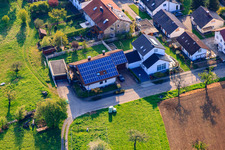Aerial view of Behind the fence in the district Stupferich in Karlsruhe in the state Baden-Wuerttemberg, Germany