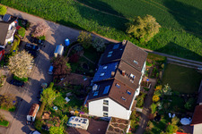 Aerial view of Pfefferäckerstr in the district Stupferich in Karlsruhe in the state Baden-Wuerttemberg, Germany