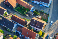 Oblique view of Kleinsteinbacher Straße in the district Stupferich in Karlsruhe in the state Baden-Wuerttemberg, Germany