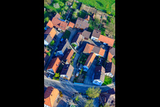 Kleinsteinbacher Straße in the district Stupferich in Karlsruhe in the state Baden-Wuerttemberg, Germany from the plane