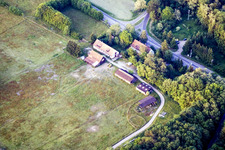 Former Langenberg forester's house in the Bienwald in Wörth am Rhein in the state Rhineland-Palatinate, Germany from above