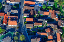 Drone recording of Kleinsteinbacher Straße in the district Stupferich in Karlsruhe in the state Baden-Wuerttemberg, Germany