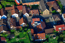 Bird's eye view of Thomashofstr in the district Stupferich in Karlsruhe in the state Baden-Wuerttemberg, Germany