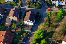 Gänsbergstr in the district Stupferich in Karlsruhe in the state Baden-Wuerttemberg, Germany from above