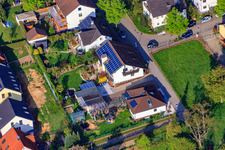 Stutenpferchstr in the district Stupferich in Karlsruhe in the state Baden-Wuerttemberg, Germany seen from above