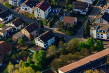 Gänsbergstr in the district Stupferich in Karlsruhe in the state Baden-Wuerttemberg, Germany seen from above