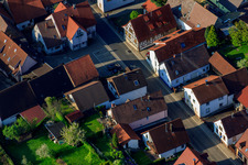 Thomashofstr in the district Stupferich in Karlsruhe in the state Baden-Wuerttemberg, Germany seen from a drone