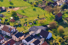 Aerial view of Enzianstr in the district Stupferich in Karlsruhe in the state Baden-Wuerttemberg, Germany