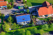 Gerbera Street in the district Stupferich in Karlsruhe in the state Baden-Wuerttemberg, Germany seen from above