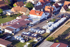 Aerial view of Car dealership Frey in Minfeld in the state Rhineland-Palatinate, Germany