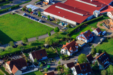 Gerbera Street in the district Stupferich in Karlsruhe in the state Baden-Wuerttemberg, Germany from the drone perspective