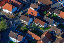 Aerial photograpy of Bergie's Pharmacy in the district Stupferich in Karlsruhe in the state Baden-Wuerttemberg, Germany