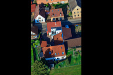 Drone recording of Thomashofstr in the district Stupferich in Karlsruhe in the state Baden-Wuerttemberg, Germany