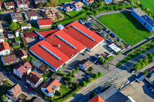 Aerial view of Schneider Stairs GmbH, ICON GmbH Exhibition Construction in the district Stupferich in Karlsruhe in the state Baden-Wuerttemberg, Germany