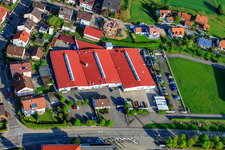 Aerial photograpy of Schneider Stairs GmbH, ICON GmbH Exhibition Construction in the district Stupferich in Karlsruhe in the state Baden-Wuerttemberg, Germany