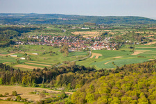 From the northeast in the district Stupferich in Karlsruhe in the state Baden-Wuerttemberg, Germany