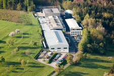 Aerial view of Rosswag Engineering from the north in the district Kleinsteinbach in Pfinztal in the state Baden-Wuerttemberg, Germany