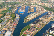 Rhine ports Karlsruhe in the district Mühlburg in Karlsruhe in the state Baden-Wuerttemberg, Germany