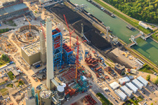 EnBW new coal-fired power plant on the Rhine in the district Daxlanden in Karlsruhe in the state Baden-Wuerttemberg, Germany out of the air