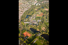 Aerial view of Sports facilities Tennis club in the district Daxlanden in Karlsruhe in the state Baden-Wuerttemberg, Germany