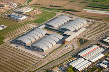 New Trade Fair, DM Arena in the district Forchheim in Rheinstetten in the state Baden-Wuerttemberg, Germany from above