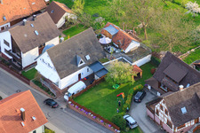 Aerial photograpy of Brunnenstraße Butcher Bernd Glasstetter in the district Völkersbach in Malsch in the state Baden-Wuerttemberg, Germany
