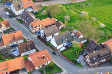 Oblique view of Brunnenstraße Butcher Bernd Glasstetter in the district Völkersbach in Malsch in the state Baden-Wuerttemberg, Germany