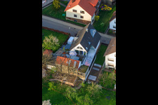Bird's eye view of Brunnenstraße Butcher Bernd Glasstetter in the district Völkersbach in Malsch in the state Baden-Wuerttemberg, Germany