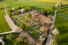 Aerial view of Cemetery in the district Völkersbach in Malsch in the state Baden-Wuerttemberg, Germany