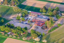 Aerial view of Horse boarding Renz in Au am Rhein in the state Baden-Wuerttemberg, Germany