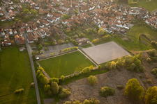 Aerial photograpy of Football pitches in the district Büchelberg in Wörth am Rhein in the state Rhineland-Palatinate, Germany