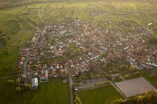 Oblique view of Football pitches in the district Büchelberg in Wörth am Rhein in the state Rhineland-Palatinate, Germany