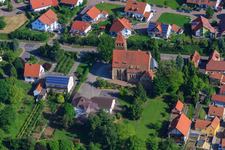 Aerial view of St. Michael in Insheim in the state Rhineland-Palatinate, Germany