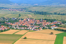 Village view from the southeast in the district Mörzheim in Landau in der Pfalz in the state Rhineland-Palatinate, Germany