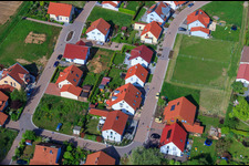 In the pea field in the district Mörzheim in Landau in der Pfalz in the state Rhineland-Palatinate, Germany seen from a drone