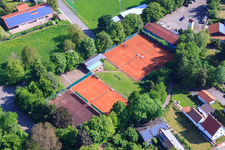 Aerial view of Tennis court of the Tennis Club Mörzheim eV in the district Mörzheim in Landau in der Pfalz in the state Rhineland-Palatinate, Germany