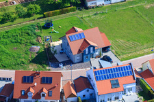 Oblique view of In the pea field in the district Mörzheim in Landau in der Pfalz in the state Rhineland-Palatinate, Germany