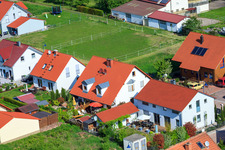 In the pea field in the district Mörzheim in Landau in der Pfalz in the state Rhineland-Palatinate, Germany seen from a drone