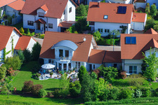 Aerial view of In the pea field in the district Mörzheim in Landau in der Pfalz in the state Rhineland-Palatinate, Germany