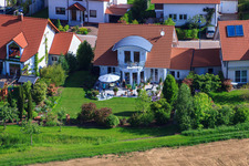 Aerial photograpy of In the pea field in the district Mörzheim in Landau in der Pfalz in the state Rhineland-Palatinate, Germany
