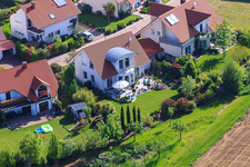In the pea field in the district Mörzheim in Landau in der Pfalz in the state Rhineland-Palatinate, Germany viewn from the air