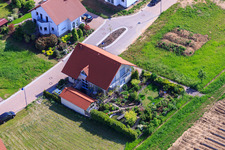 Oblique view of In the pea field in the district Mörzheim in Landau in der Pfalz in the state Rhineland-Palatinate, Germany