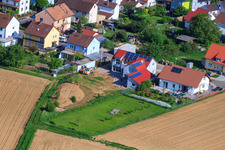 Oblique view of Jakob Becker Street in the district Mörzheim in Landau in der Pfalz in the state Rhineland-Palatinate, Germany