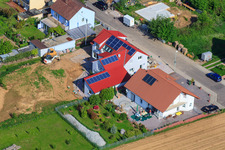 Jakob Becker Street in the district Mörzheim in Landau in der Pfalz in the state Rhineland-Palatinate, Germany from above