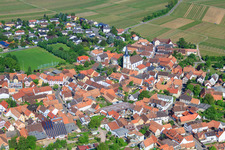 Aerial photograpy of Village view from the east in the district Mörzheim in Landau in der Pfalz in the state Rhineland-Palatinate, Germany