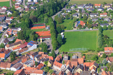 Aerial view of Football field Mörzheim in the district Mörzheim in Landau in der Pfalz in the state Rhineland-Palatinate, Germany