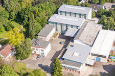 Aerial view of Building and production halls on the premises of Wickert Maschinenbau GmbH in Landau in der Pfalz in the state Rhineland-Palatinate, Germany