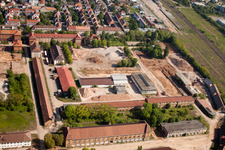 Siebenpfeiffer-Allee and Fritz Siegel-Straße with preparatory construction measures for the Landau State Garden Show in Landau in der Pfalz in the state Rhineland-Palatinate, Germany